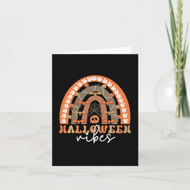Halloween Vibes Boho Rainbow Fall Spooky Card (Front)