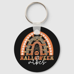 Halloween Vibes Boho Rainbow Fall Spooky Key Ring