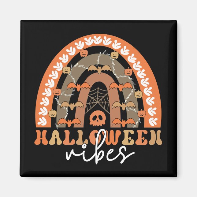 Halloween Vibes Boho Rainbow Fall Spooky Magnet (Front)