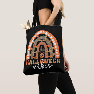 Halloween Vibes Boho Rainbow Fall Spooky Tote Bag