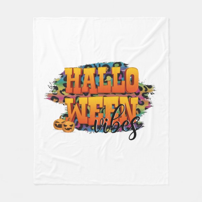 Halloween vibes fleece blanket (Front)