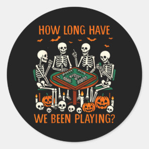 Halloween Vibes Mahjong Lover How Long Have Been Classic Round Sticker