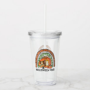 Halloween Vibes – Orange Rainbow Acrylic Tumbler