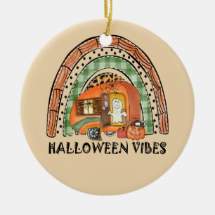 Halloween Vibes – Orange Rainbow Ceramic Ornament