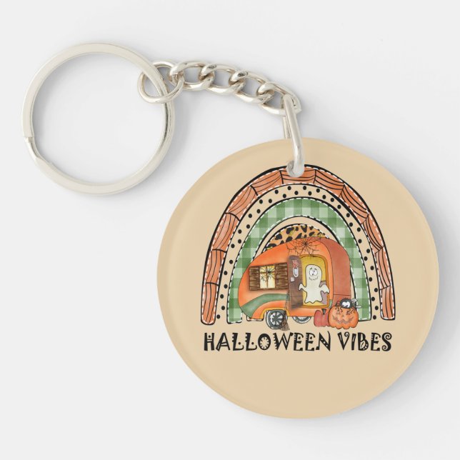 Halloween Vibes – Orange Rainbow Key Ring (Front)