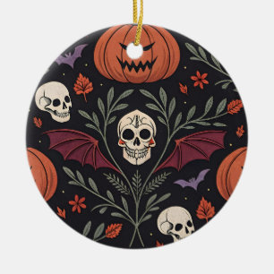 Halloween Vibes Pattern Ceramic Ornament