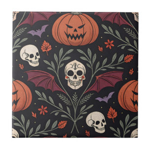 Halloween Vibes Pattern Ceramic Tile