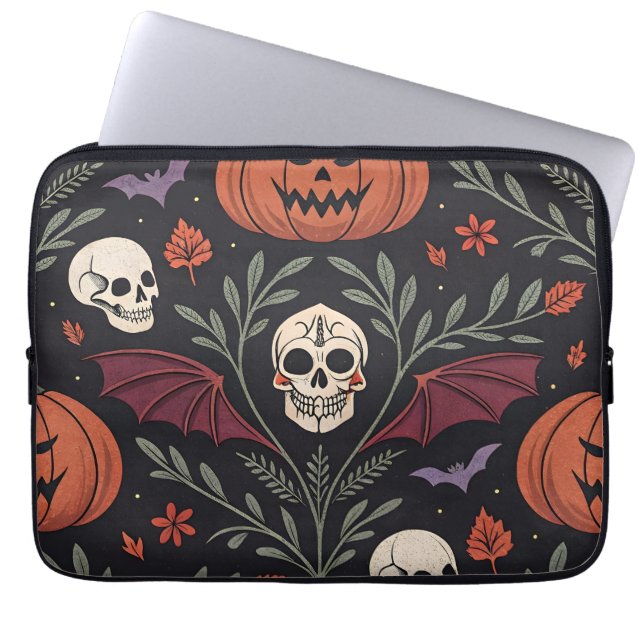 Halloween Vibes Pattern Laptop Sleeve (Front)