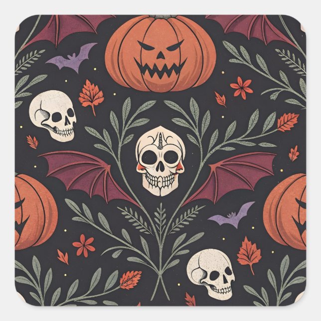 Halloween Vibes Pattern Square Sticker (Front)