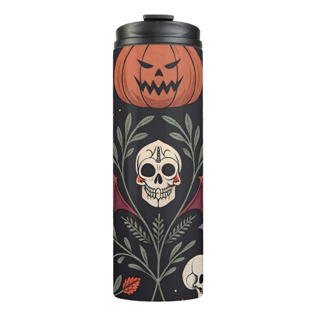 Halloween Vibes Pattern Thermal Tumbler (Front)