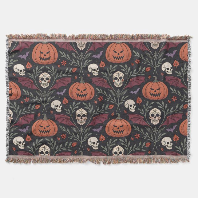 Halloween Vibes Pattern Throw Blanket (Front)