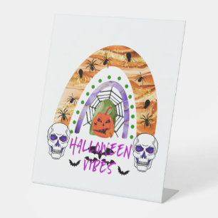 Halloween vibes pedestal sign