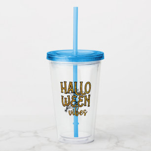 Halloween Vibes – Sparkly Gold Text Acrylic Tumbler