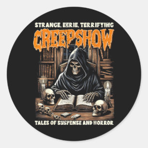 Halloween Vibes Spooky Reading Skeleton Witch Show Classic Round Sticker