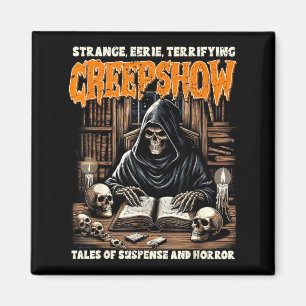 Halloween Vibes Spooky Reading Skeleton Witch Show Magnet