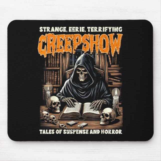 Halloween Vibes Spooky Reading Skeleton Witch Show Mouse Pad (Front)