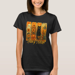 Halloween Vibes Spooky Season Black Cat Horror Boo T-Shirt