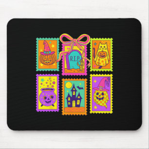 Halloween Vibes Stamps Coquette Bow Pumpkin Witch Mouse Pad