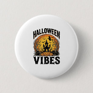 Halloween Vibes Vintage Haunted Moon Shirt Design_ 6 Cm Round Badge