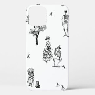 halloween victorian skeleton toile skull iPhone 12 case