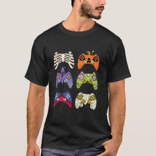 Halloween Video Game Controller Skeleton Zombie Pu T-Shirt