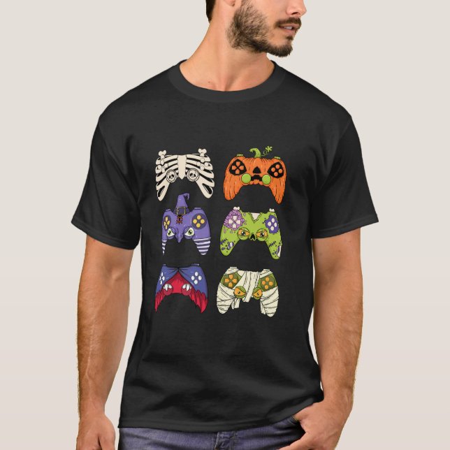 Halloween Video Game Controller Skeleton Zombie Pu T-Shirt (Front)