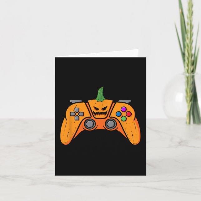 Halloween Video Game Controller With Pumpkin Face  Card (Front)