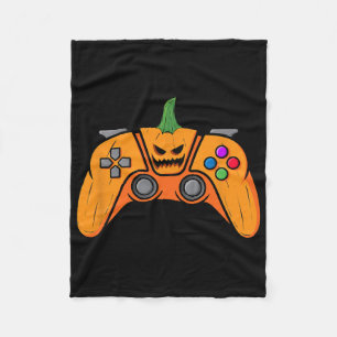 Halloween Video Game Controller With Pumpkin Face Fleece Blanket