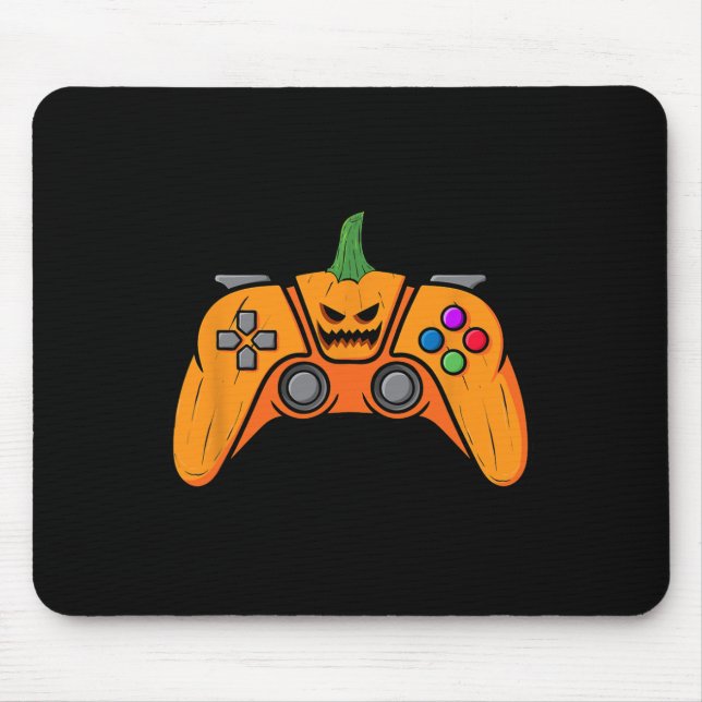 Halloween Video Game Controller With Pumpkin Face  Mouse Pad (Front)