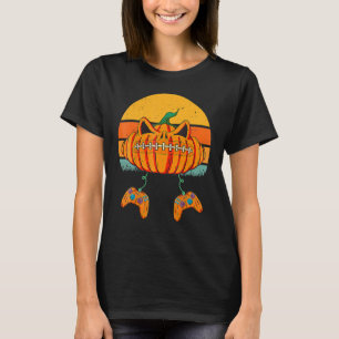Halloween Video Game Controller With Pumpkin Face T-Shirt