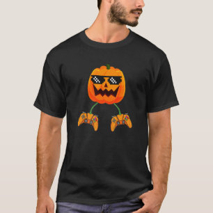 Halloween Video Game Controller With Pumpkin Face T-Shirt