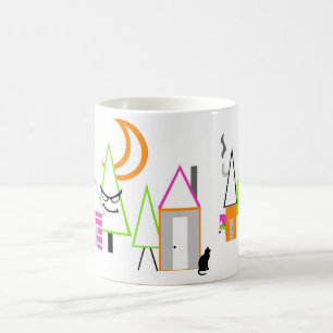 halloween village custom black orange purple coffee mug