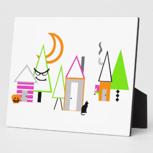 halloween village custom black orange purple plaque