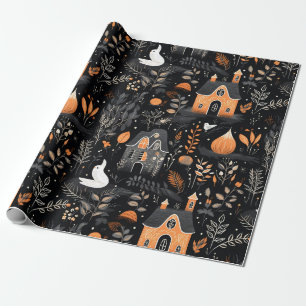 Halloween Village Night Forest Wrapping Paper