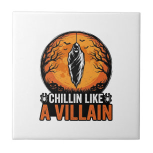Halloween Villain Vintage Engraving Shirt Design_1 Ceramic Tile