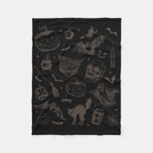 Halloween Vintage Aesthetic 90s Tattoo Cute Retro Fleece Blanket