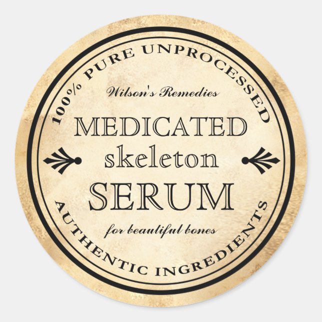 Halloween vintage alchemy Skeleton serum label (Front)