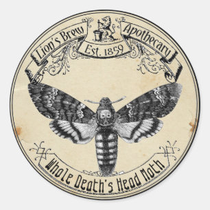 Halloween Vintage Apothecary Death's Head Moth Classic Round Sticker