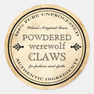 Halloween vintage apothecary werewolf claws label
