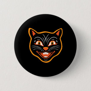 Halloween Vintage Black Cat  6 Cm Round Badge