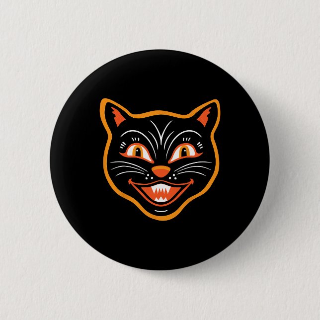 Halloween Vintage Black Cat  6 Cm Round Badge (Front)