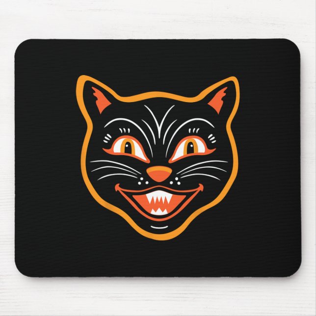 Halloween Vintage Black Cat  Mouse Pad (Front)