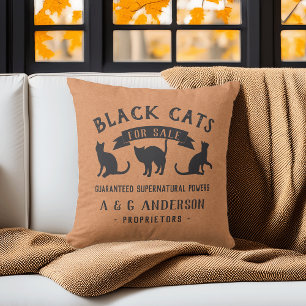 Halloween Vintage Black Cats Personalised Cushion