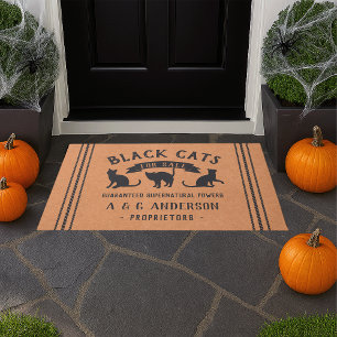 Halloween Vintage Black Cats Personalised Doormat