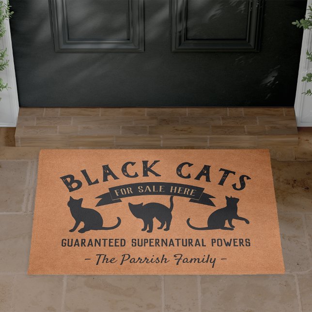 Halloween Vintage Black Cats Personalised Doormat (Creator Uploaded)