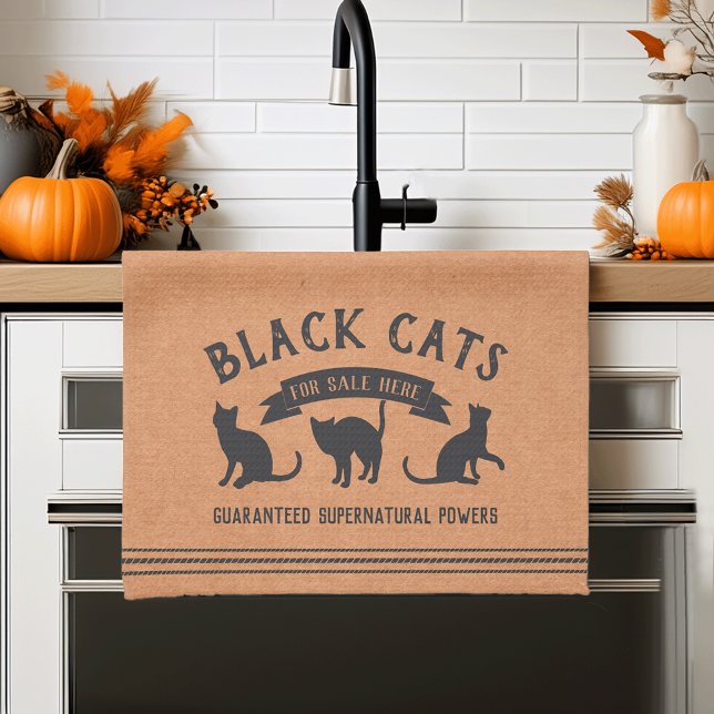 Halloween Vintage Black Cats Tea Towel (Creator Uploaded)