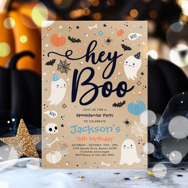 Halloween Vintage Blue Ghost Birthday Spooktacular Invitation (Creator Uploaded)