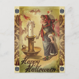 Halloween Vintage Candle and Costume Postcard