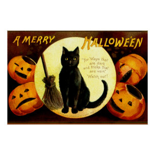 Halloween vintage cat  poster
