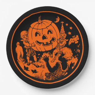 Halloween Vintage Design Paper Plate